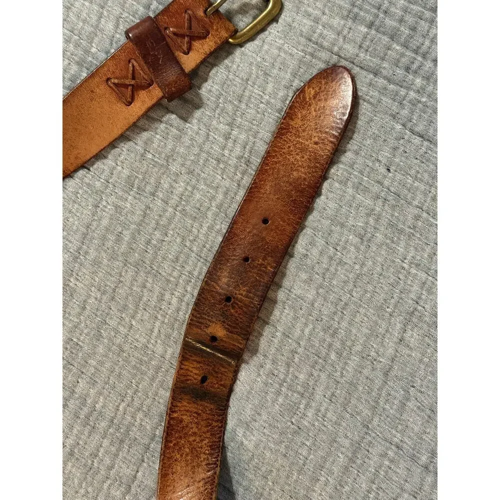 Vintage Polo Ralph Lauren Belt Leather Men’s 45” Buckle Brass Brown